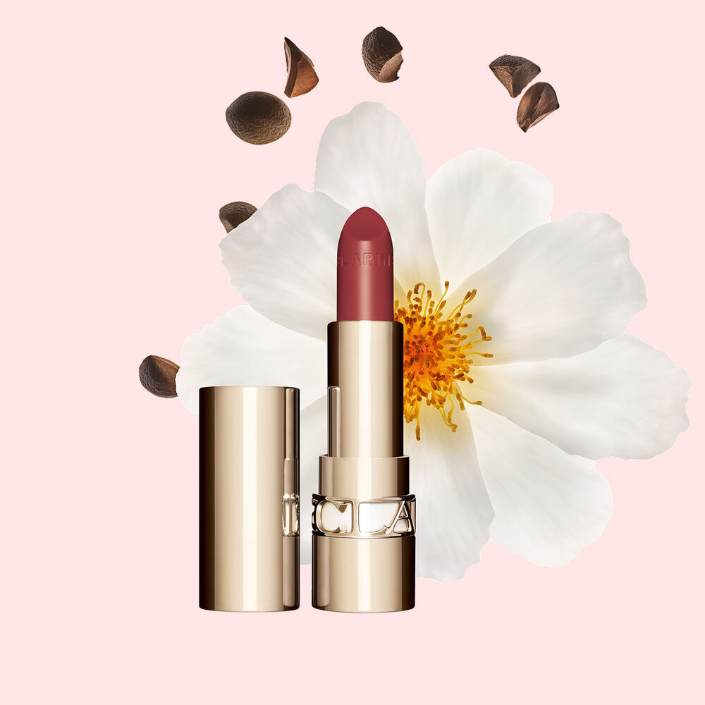 Clarins Joli Rouge satin lipstick delivers intense moisture and a radiant red lipstick with a satin finish look daily.