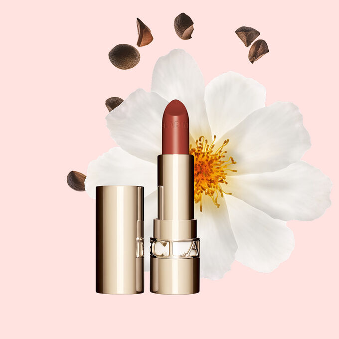 Clarins Joli Rouge satin lipstick delivers intense moisture and a radiant red lipstick with a satin finish look daily.