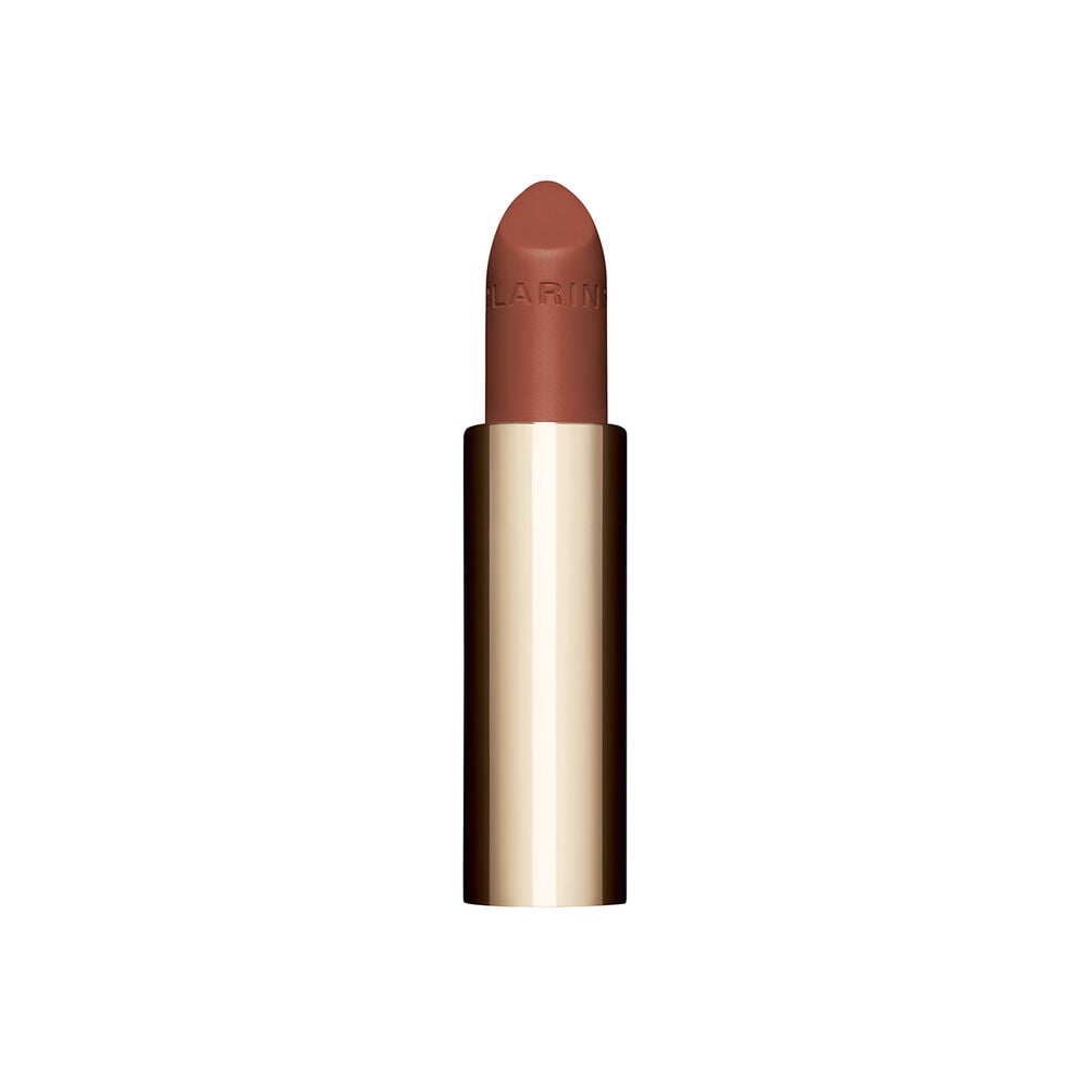 Packshot of the refillable brown lipstick Joli Rouge in Shade 784 V by Clarins, highlighting its sustainable design