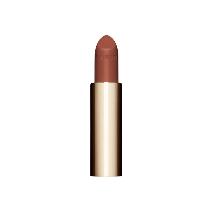 Packshot of the refillable brown lipstick Joli Rouge in Shade 784 V by Clarins, highlighting its sustainable design
