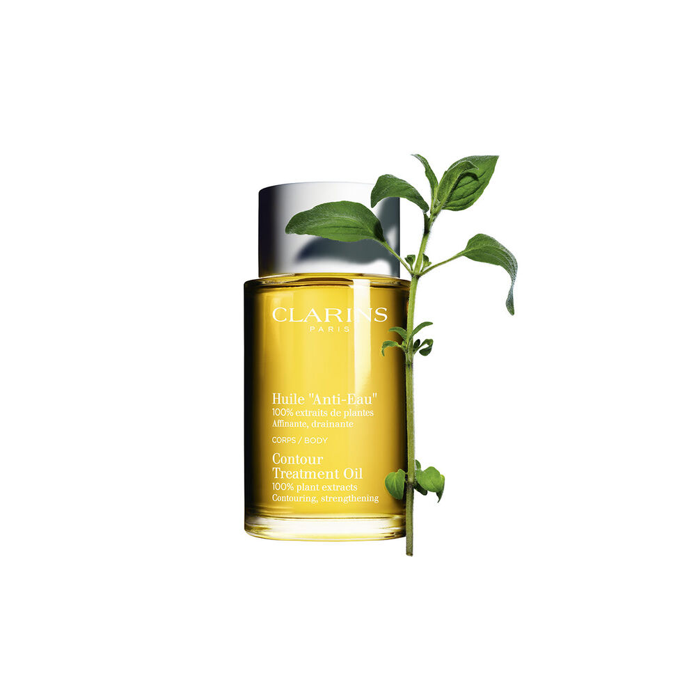 Contour Body Treatment Oil packshot with ingredients