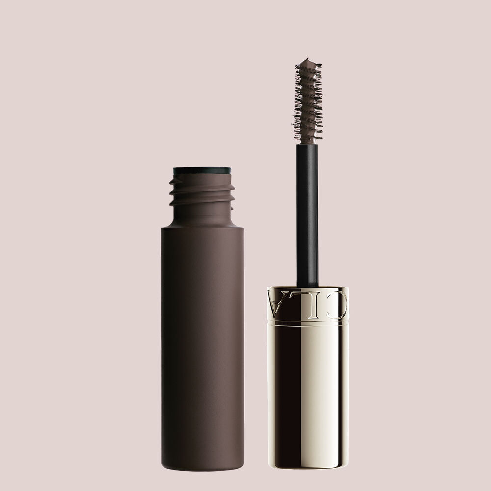 Packshot of Clarins Dark Brown Brow Gel, tinted to perfect deep brown brows for a bold, structured, and naturally defined look.