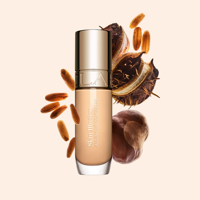 Skin Illusion all-in-one concealer with horse chestnut and oat sugars to depuff eyes and provide a long-lasting tightening effect