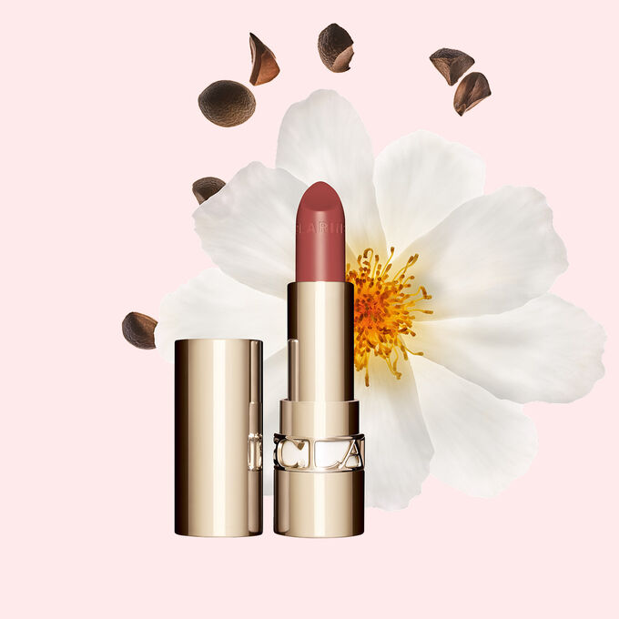Clarins Joli Rouge satin lipstick delivers intense moisture and a radiant red lipstick with a satin finish look daily.