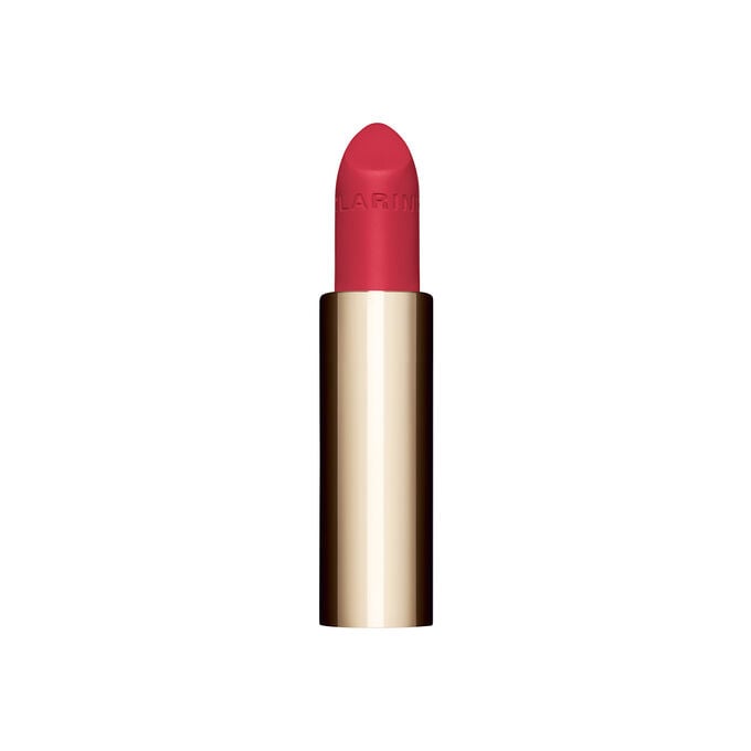 Packshot of the refillable pink lipstick Joli Rouge in Shade 790 V by Clarins, highlighting its sustainable design