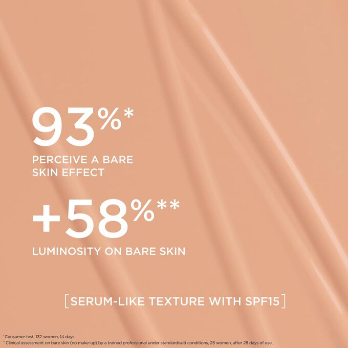This serum-like foundation delivers a natural effect foundation finish, boosting radiance for 93% of women tested.