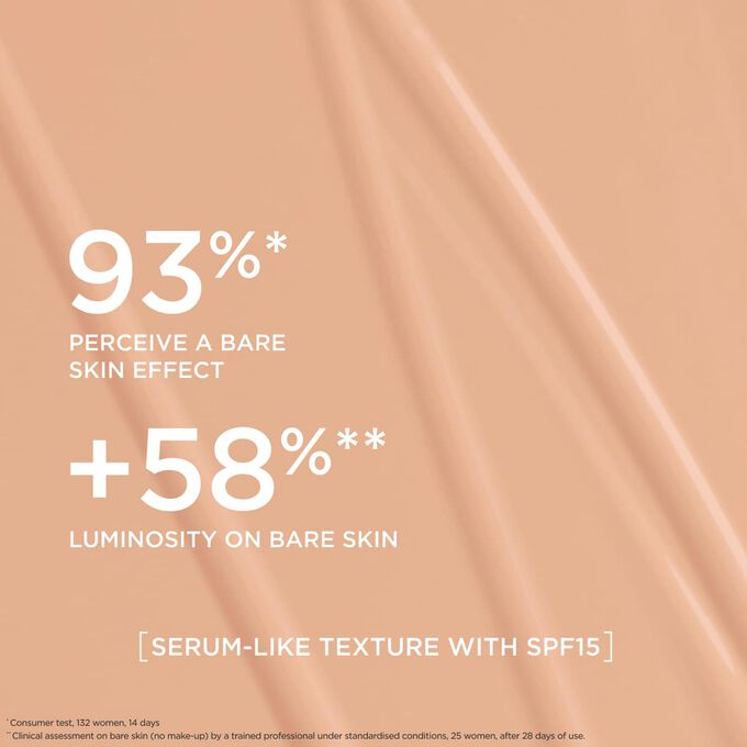 This serum-like foundation delivers a natural effect foundation finish, boosting radiance for 93% of women tested.