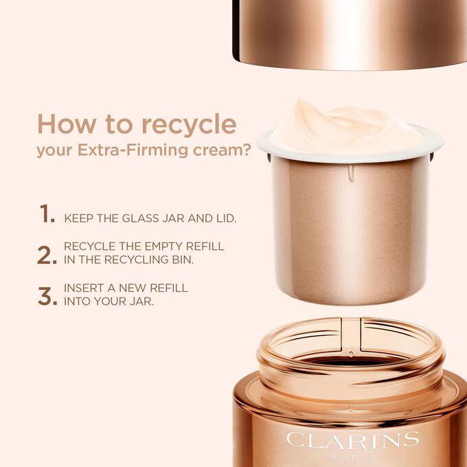 Illustration to explain how to recycle your Extra-Firming day care product with the different steps to follow