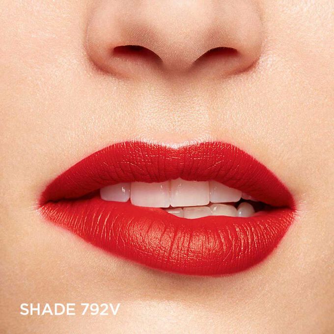 Close-up of a woman&rsquo;s lips, showcasing the hydration and colour results after applying Joli Rouge in Shade 792 V