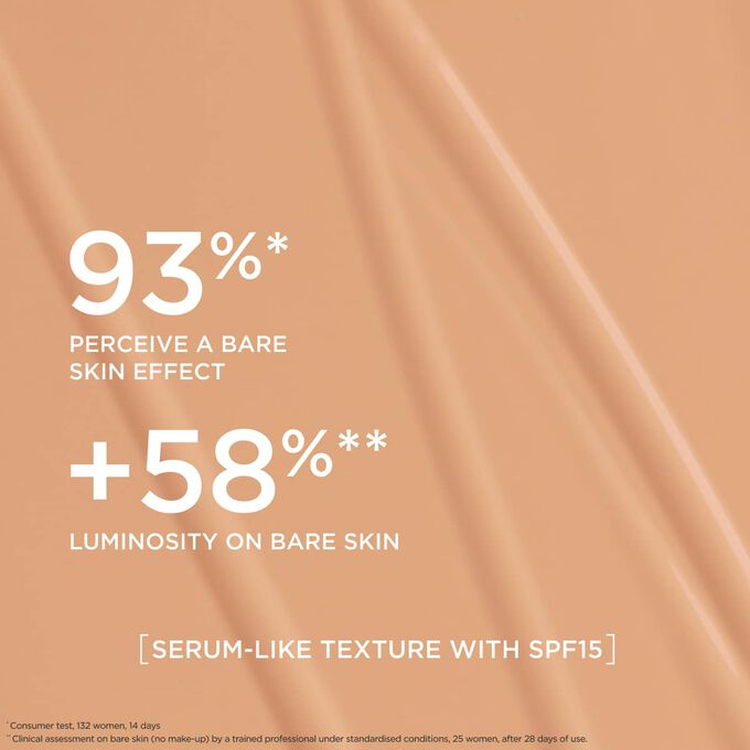 This serum-like foundation delivers a natural effect foundation finish, boosting radiance for 93% of women tested.