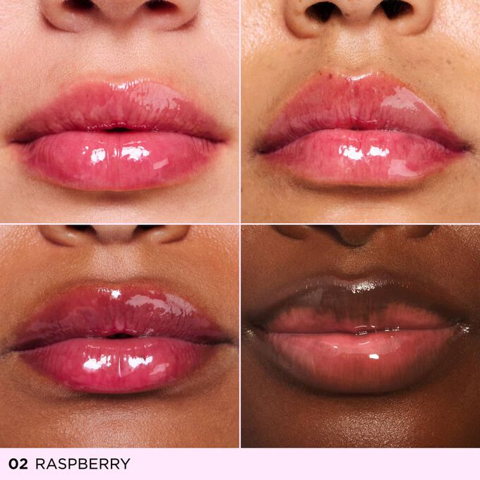 This nourishing lip oil enhances different lip tones, providing a sheer mirror shine that mimics a subtle tinted lip oil.