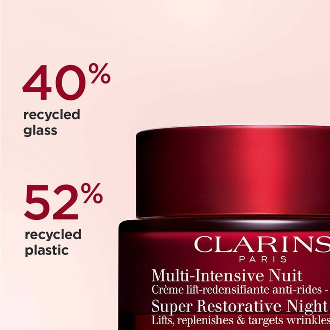 Focus on Ajunc flower, highlighting 94% natural origin ingredients and 7 organic plants used in Retinol-Like Night cream for dry skin