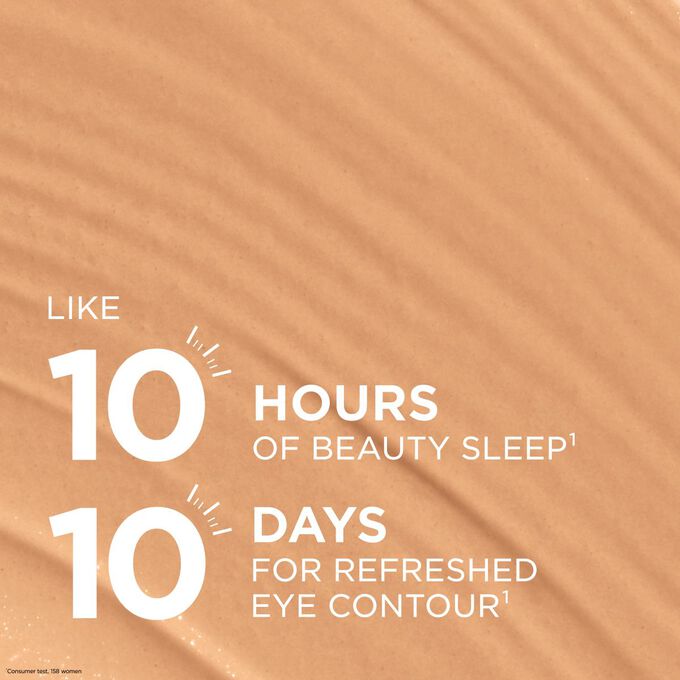 Concealer texture for a ten-hour beauty sleep effect and refreshed eye contour results in ten days for a rested look