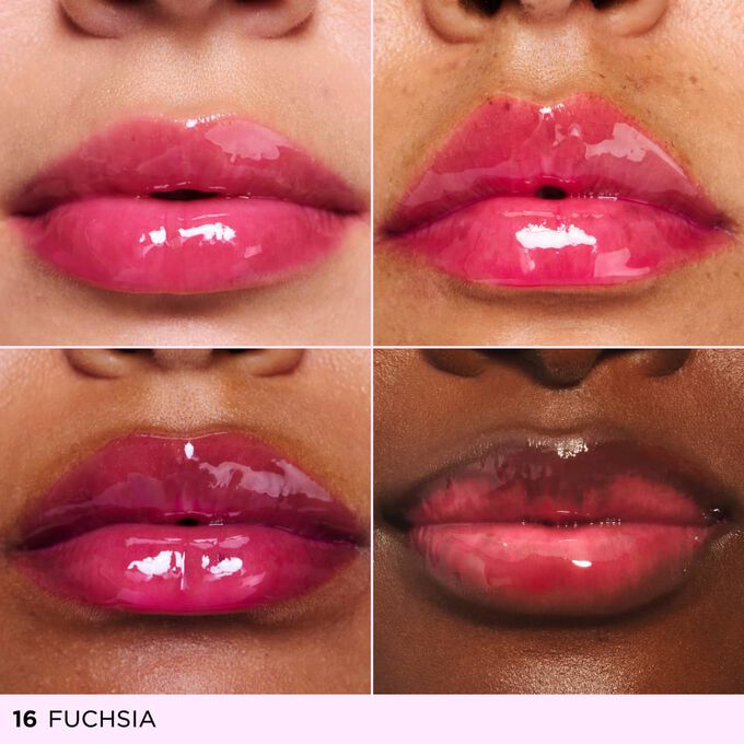 This nourishing lip oil enhances different lip tones, providing a sheer mirror shine that mimics a subtle tinted lip oil.
