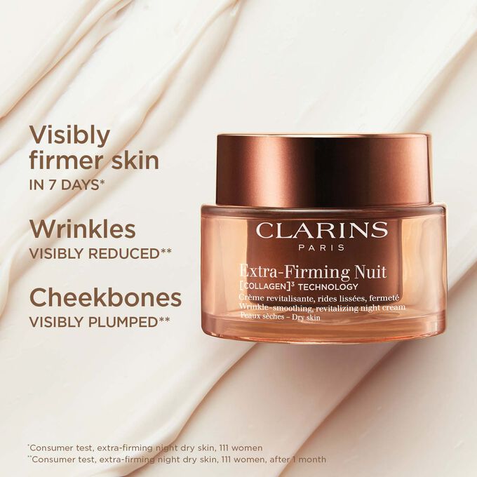 Packshot of the Extra Firming Night Cream for dry skin to illustrate its visible cheek plumping and skin firming effects