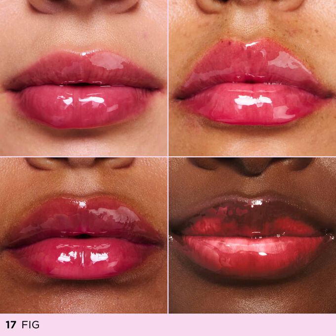 This nourishing lip oil enhances different lip tones, providing a sheer mirror shine that mimics a subtle tinted lip oil.
